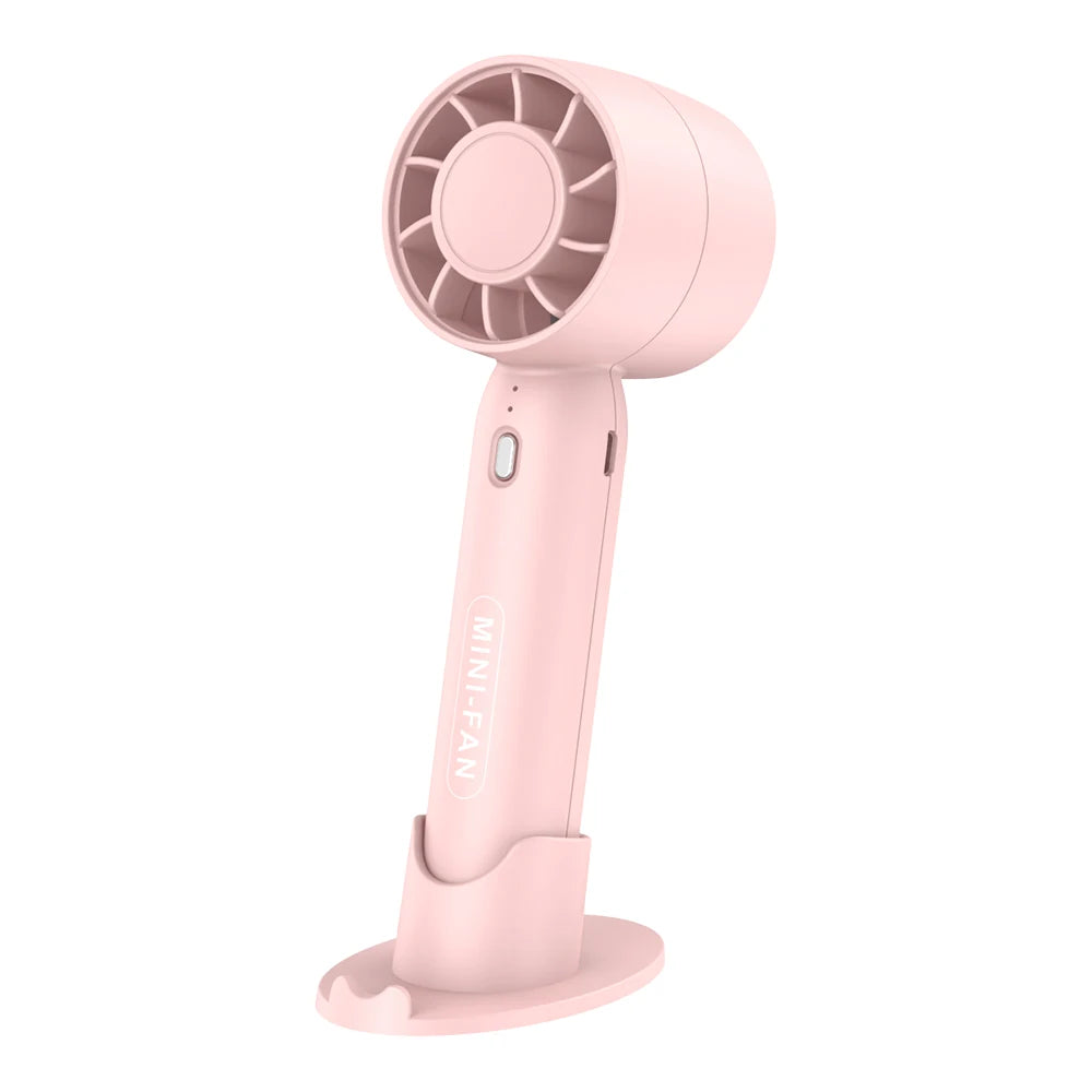 Turbo Mini Handheld Fan with Desk Stand – Rechargeable Portable Fan