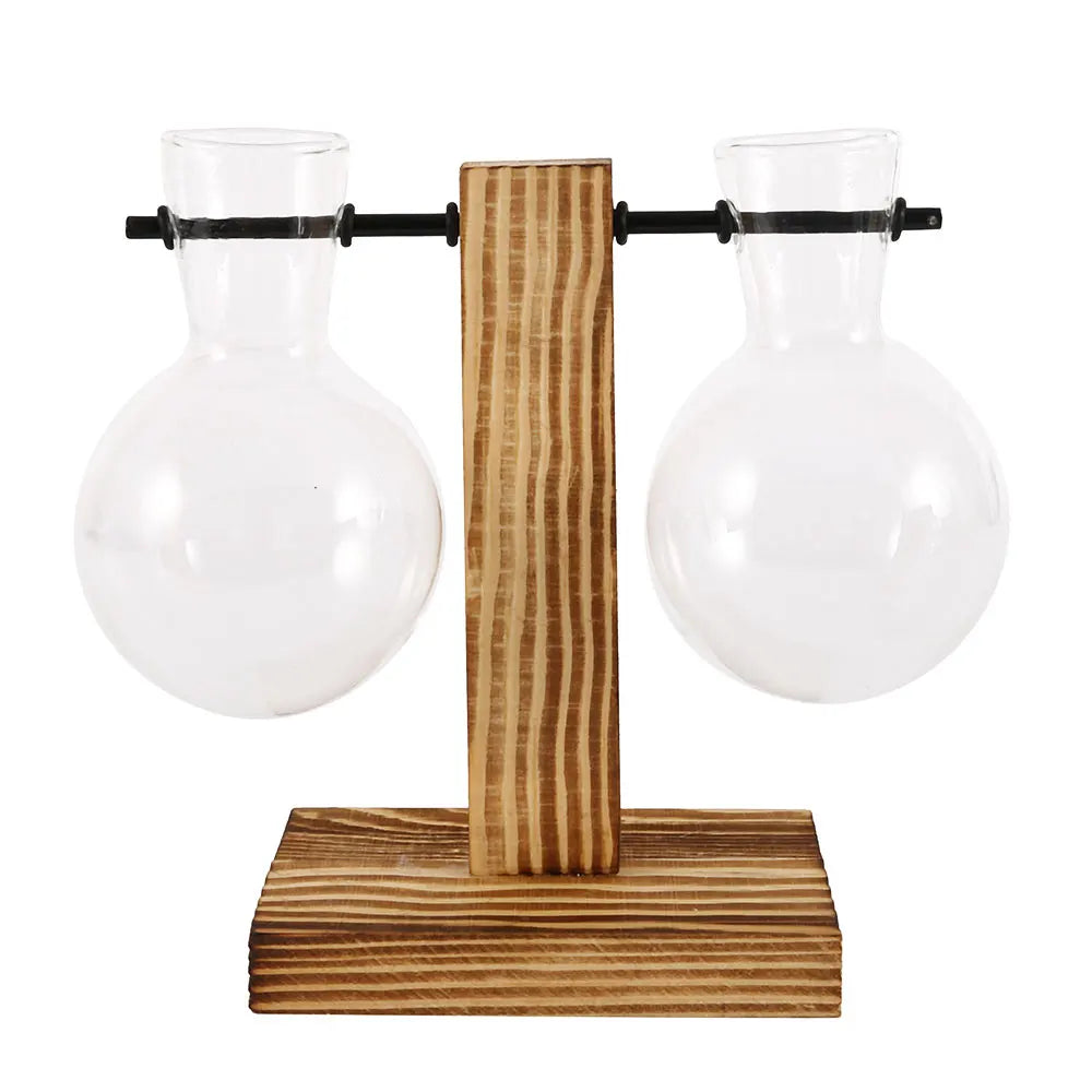 Glass Bulb Propagation Vase with Wooden Stand