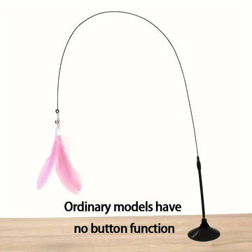 Suction Cup Cat Teaser Wand with Feather & Bell