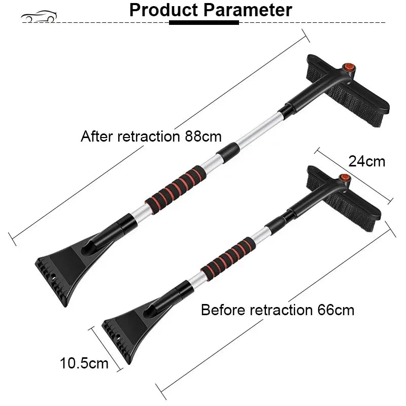 Extendable Snow Brush & Ice Scraper (26-35 in, Detachable)