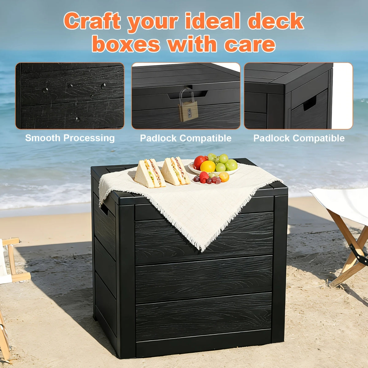 Lockable Resin Outdoor Deck Box – Weatherproof Patio Storage (35 or 75 Gallon)
