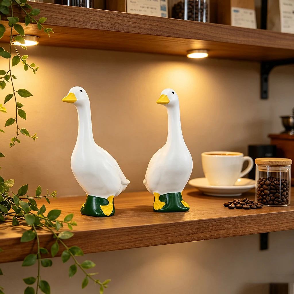 White Duck Garden Statue (1 Duck) - Weatherproof Resin Yard Decor