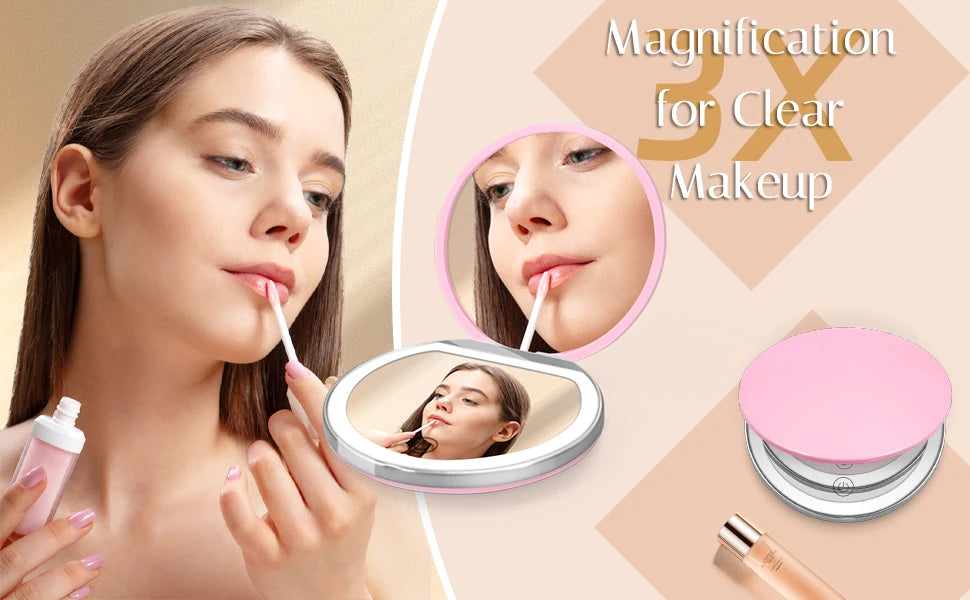 Rechargeable LED Compact Travel Mirror 1X/3X