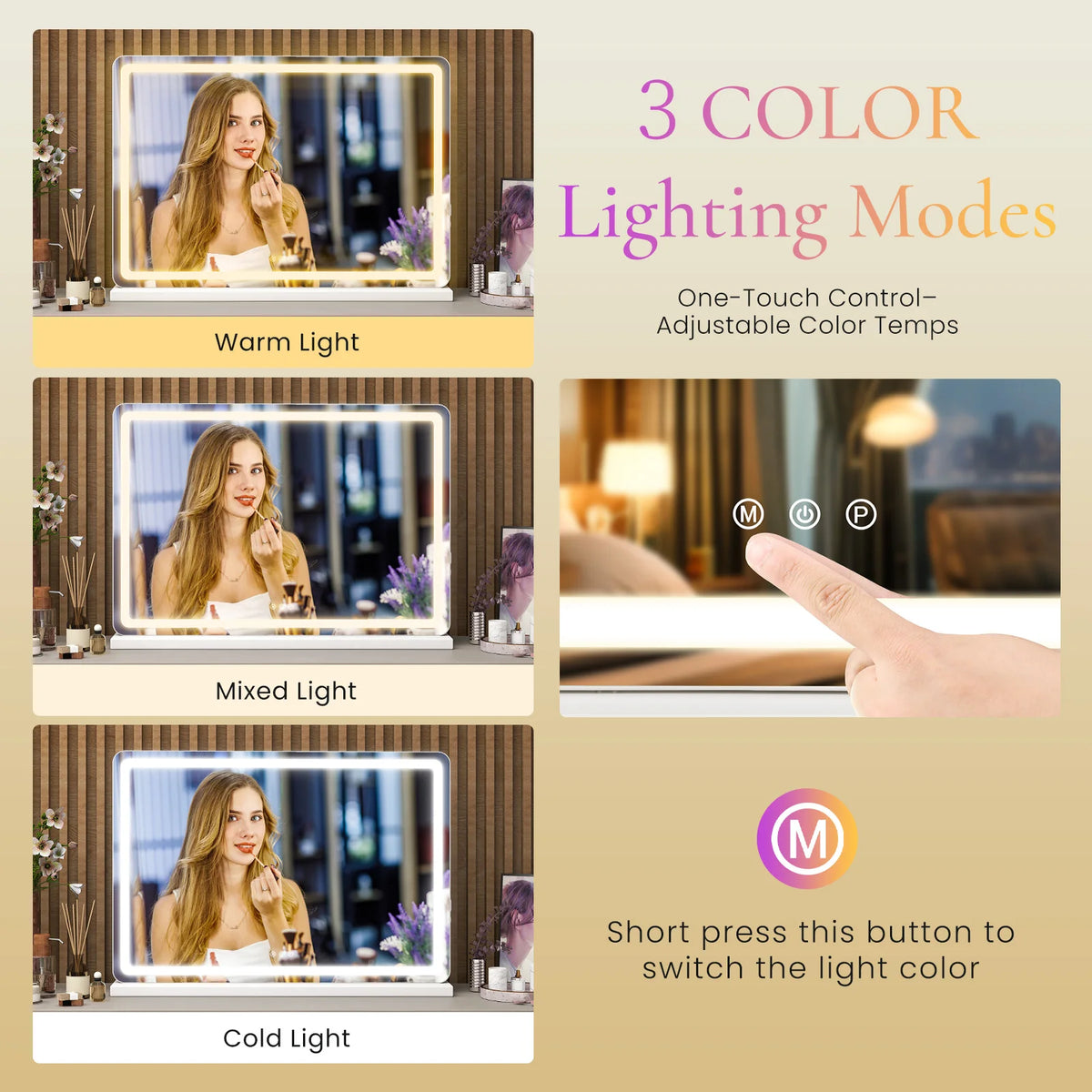 Dimmable LED Vanity Mirror with Memory Function