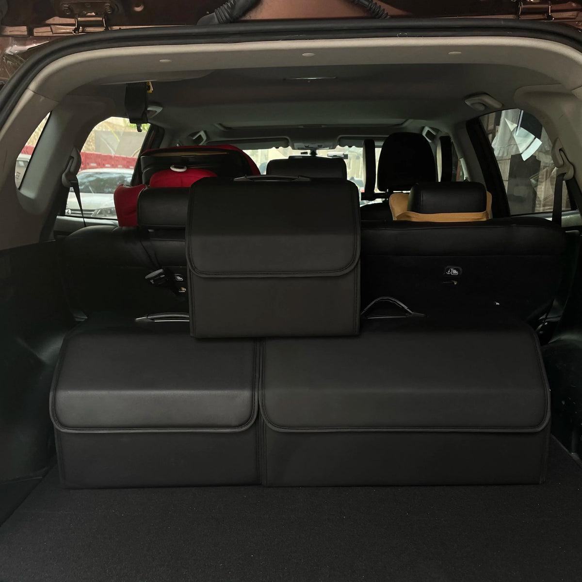 PU Leather Collapsible Trunk Storage Box with Lid - Large