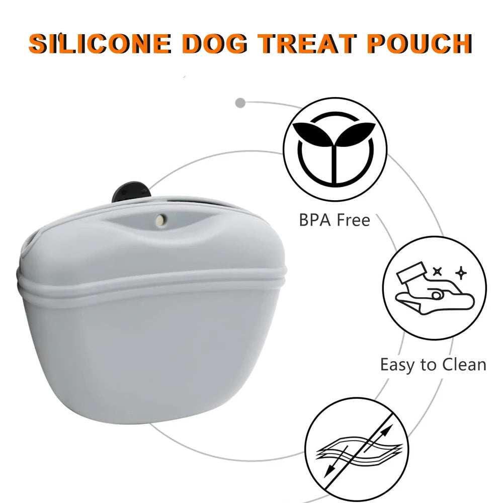 Silicone Dog Treat Pouch with Magnetic Closure & Clip (2-Pack)