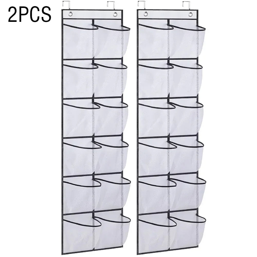 Over-the-Door Shoe Organizer with 12 Mesh Pockets