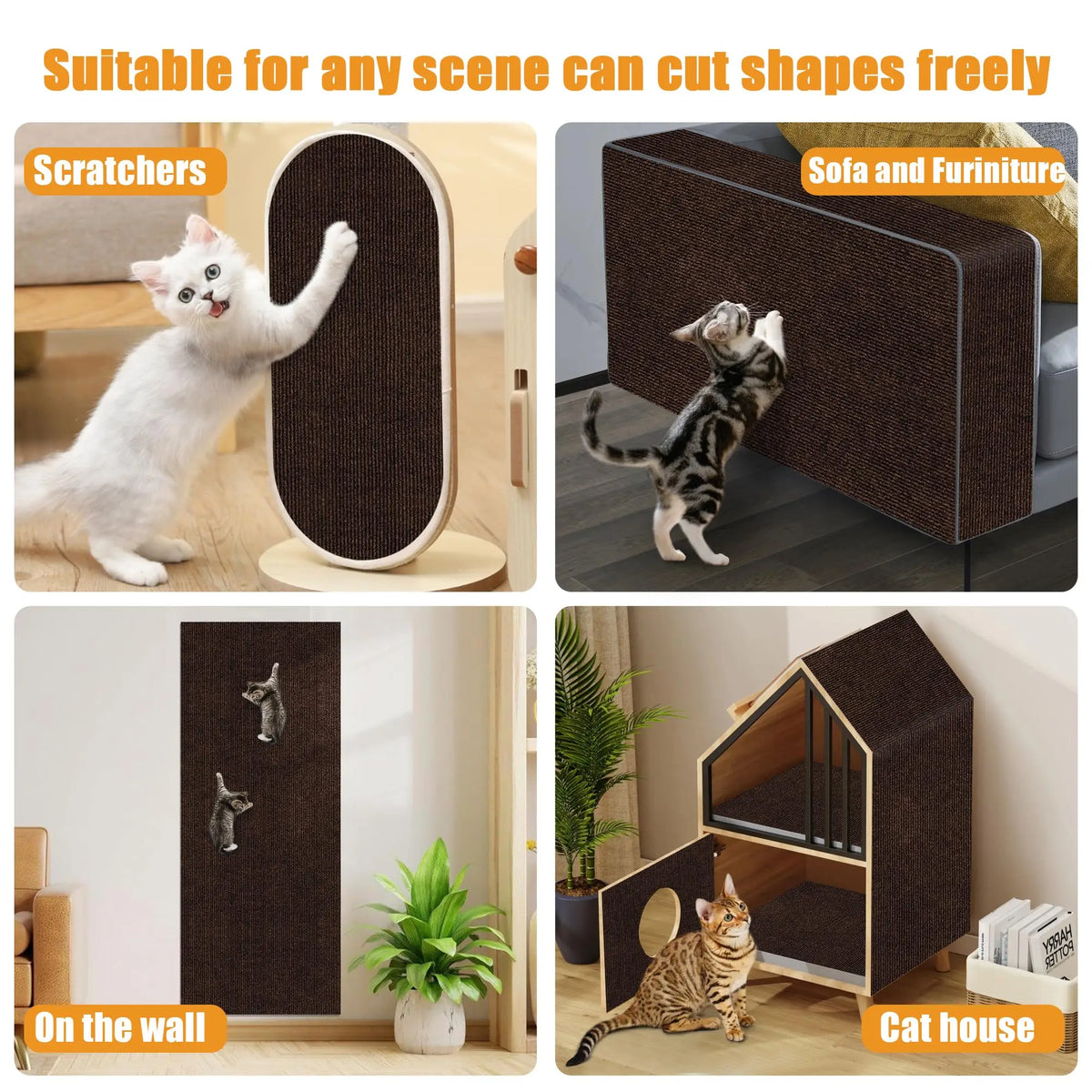 Trimmable Self-Adhesive Cat Scratch Mat - Furniture & Wall Protector (1 Roll)
