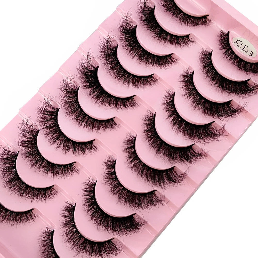 Wispy Faux Mink Strip Lashes, 10 Pairs (Natural 3D)