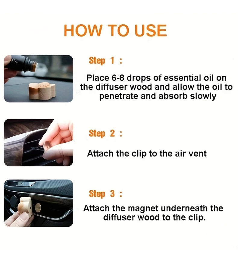 Carved Beechwood Flower Car Vent Diffuser