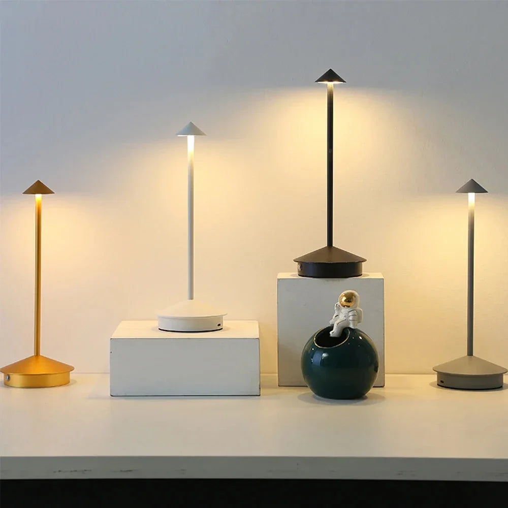 Cordless Rechargeable Mushroom Table Lamp – Gold