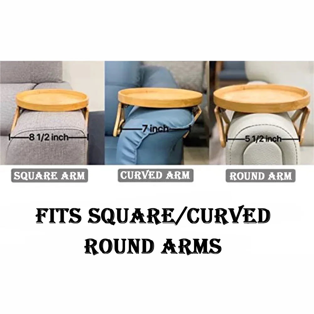 Wooden Sofa Armrest Tray – Clip-On Side Table