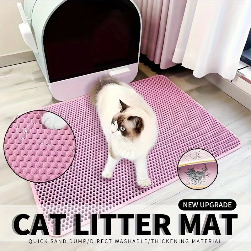 Honeycomb Double-Layer Cat Litter Mat - Waterproof Litter Trapper (1 Mat)