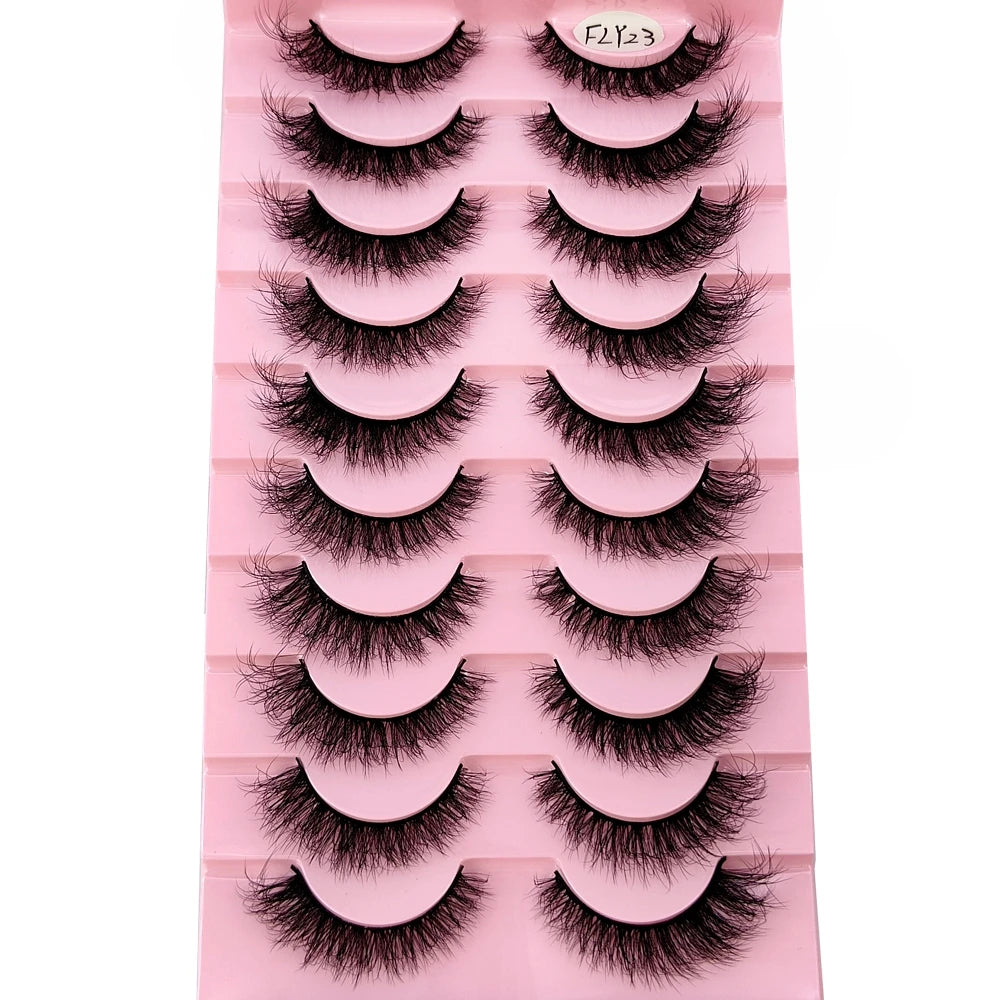 Wispy Faux Mink Strip Lashes, 10 Pairs (Natural 3D)