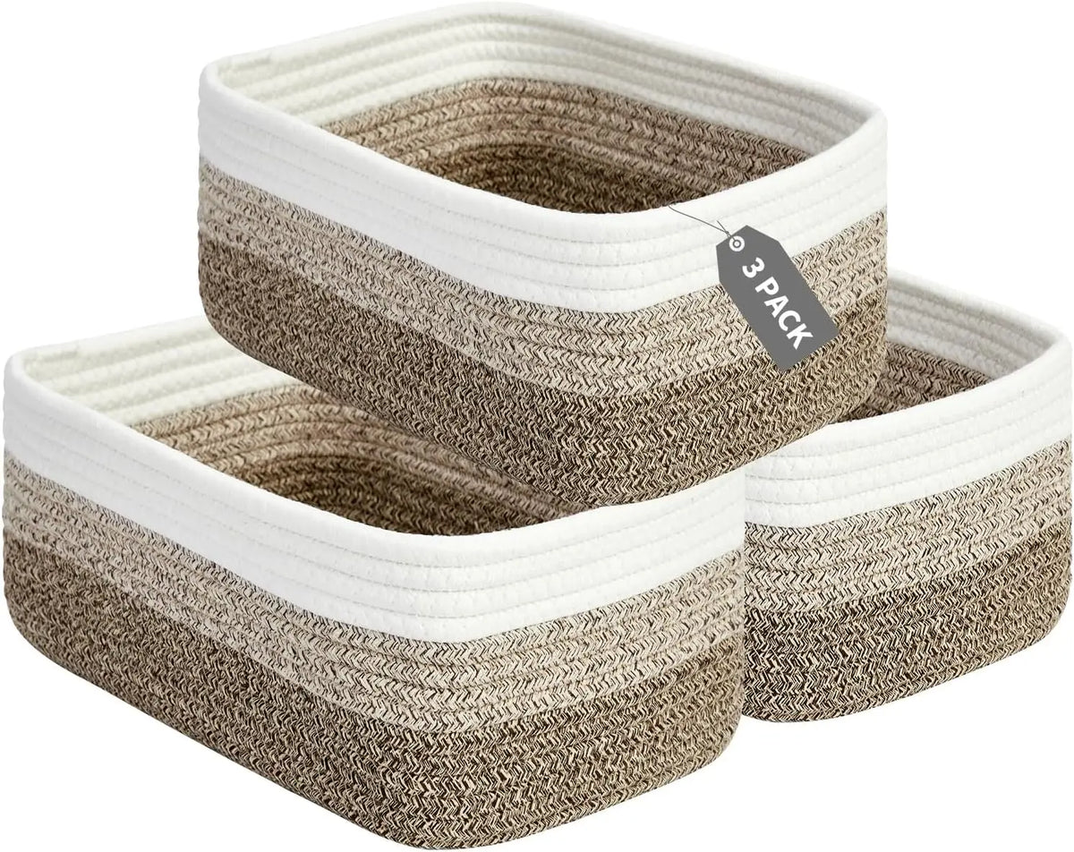 Cotton Rope Woven Storage Baskets, Set of 3