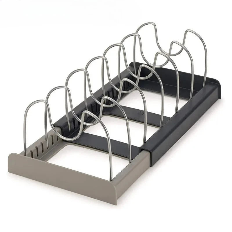 Telescopic Pot Lid & Pan Organizer Rack (7 Dividers)