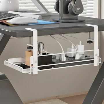 No-Drill Under-Desk Cable Tray – Clamp-On Wire Organizer