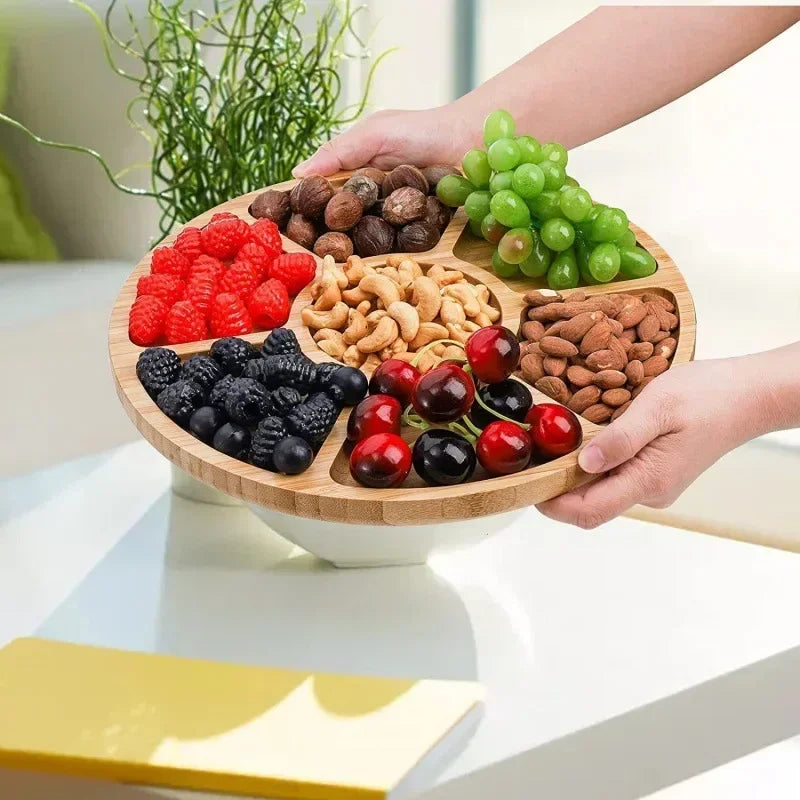 Round Divided Snack Serving Tray
