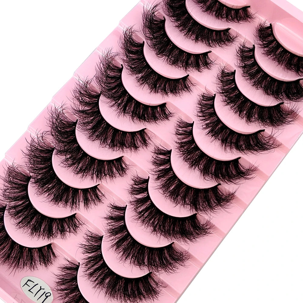 Wispy Faux Mink Strip Lashes, 10 Pairs (Natural 3D)