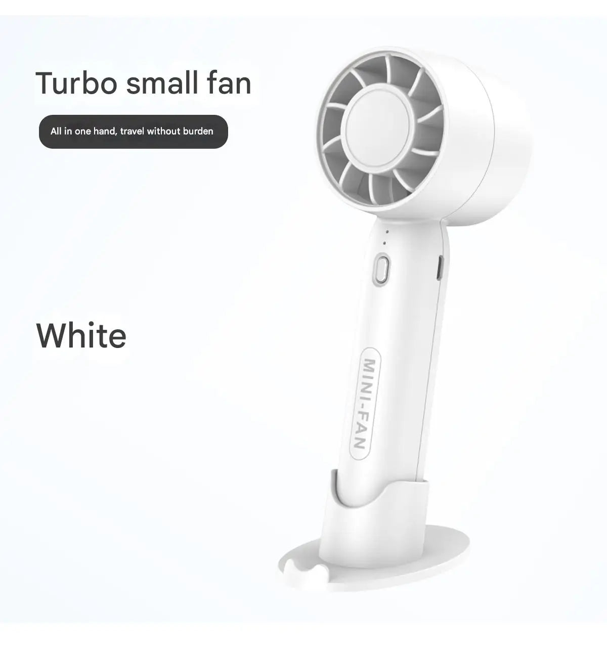 Turbo Mini Handheld Fan with Desk Stand – Rechargeable Portable Fan