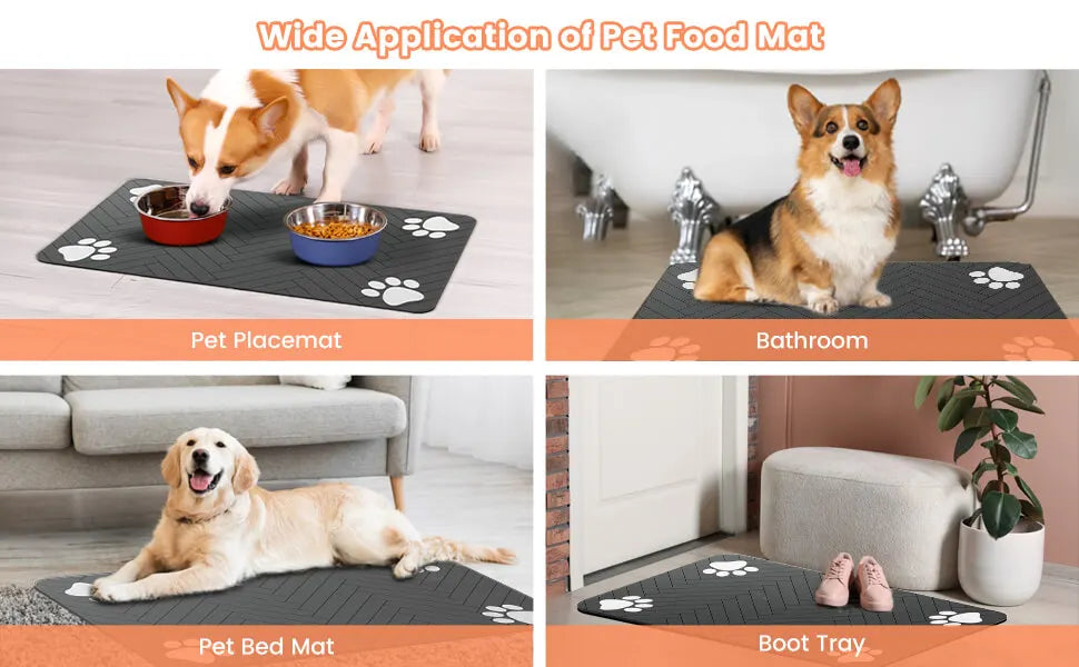 Absorbent Quick-Dry Pet Feeding Mat with Non-Slip Rubber Backing (1 Mat)