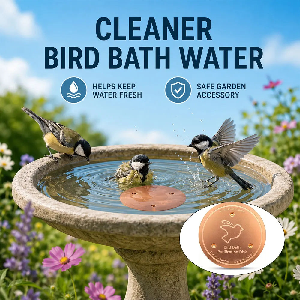 Copper Bird Bath Disk - Decorative Copper Insert for Cleaner Bird Bath Water