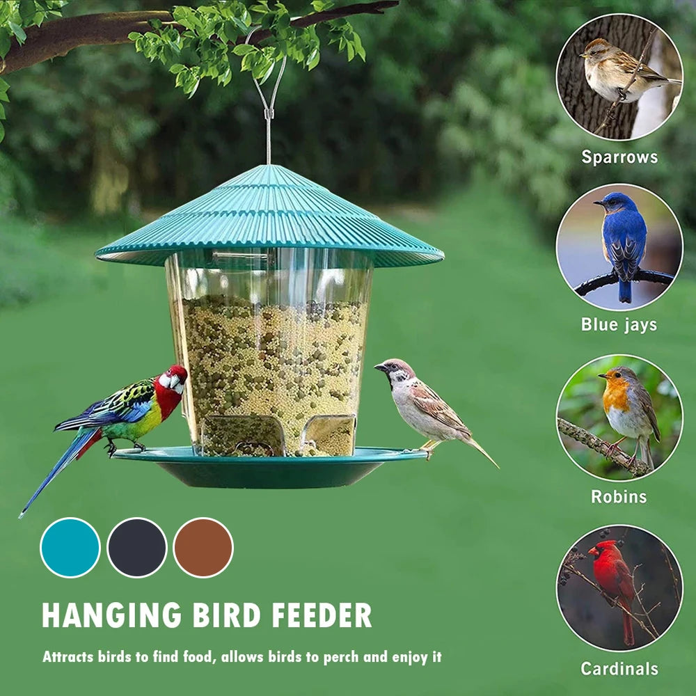 Hanging Gazebo Bird Feeder – Weatherproof Outdoor Seed Feeder for Garden & Patio