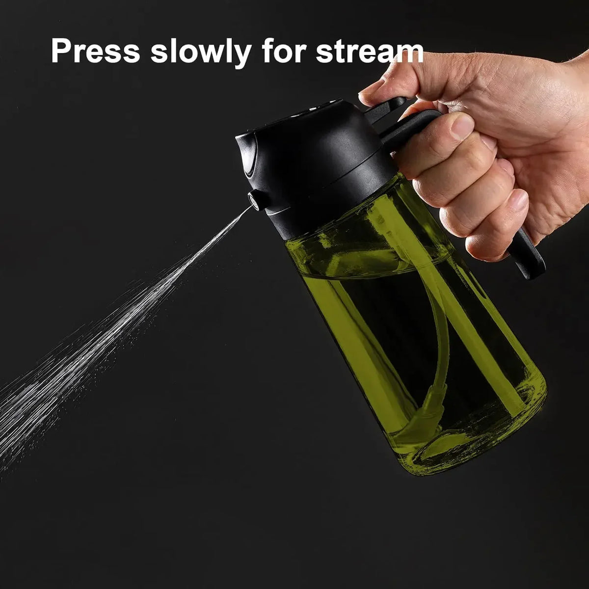 2-in-1 Glass Olive Oil Sprayer & Pourer Bottle (470 ml)