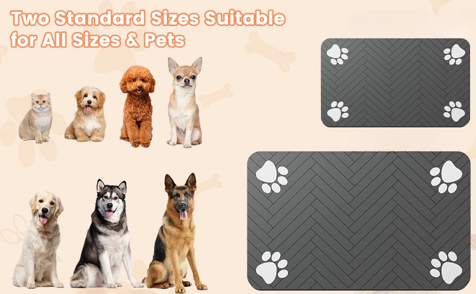 Absorbent Quick-Dry Pet Feeding Mat with Non-Slip Rubber Backing (1 Mat)