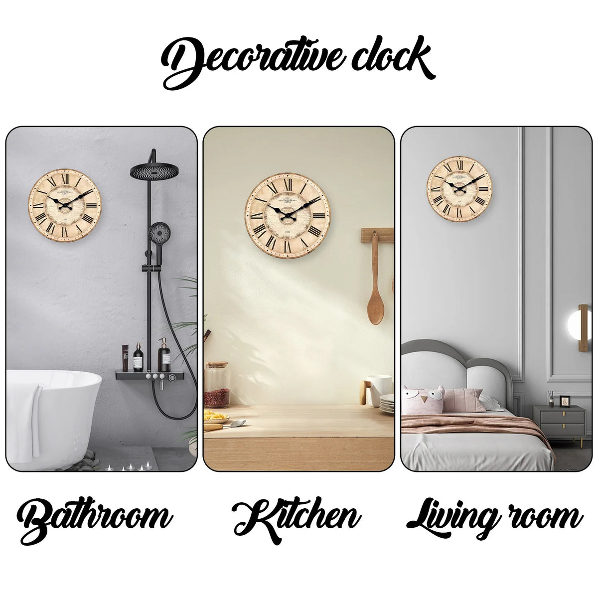 Vintage Farmhouse Roman Numeral Wall Clock