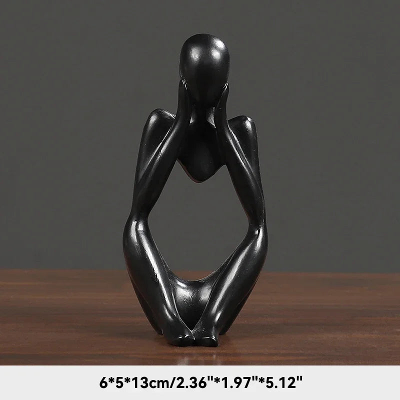 Abstract Thinker Sculpture – Modern Resin Figurine for Shelf & Desk Decor