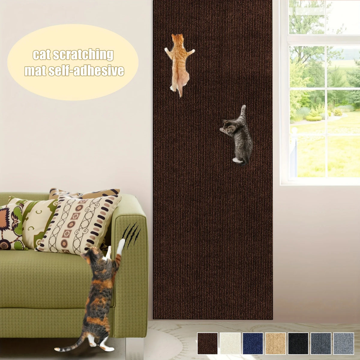 Trimmable Self-Adhesive Cat Scratch Mat - Furniture & Wall Protector (1 Roll)