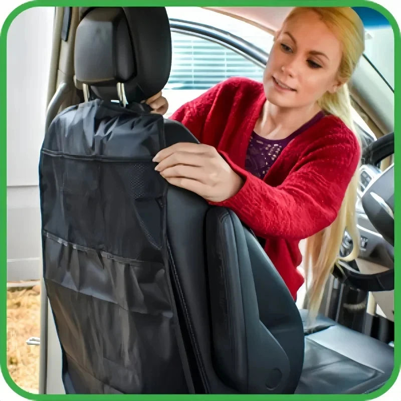 Seat Back Kick Mat Organizer with Storage Pockets