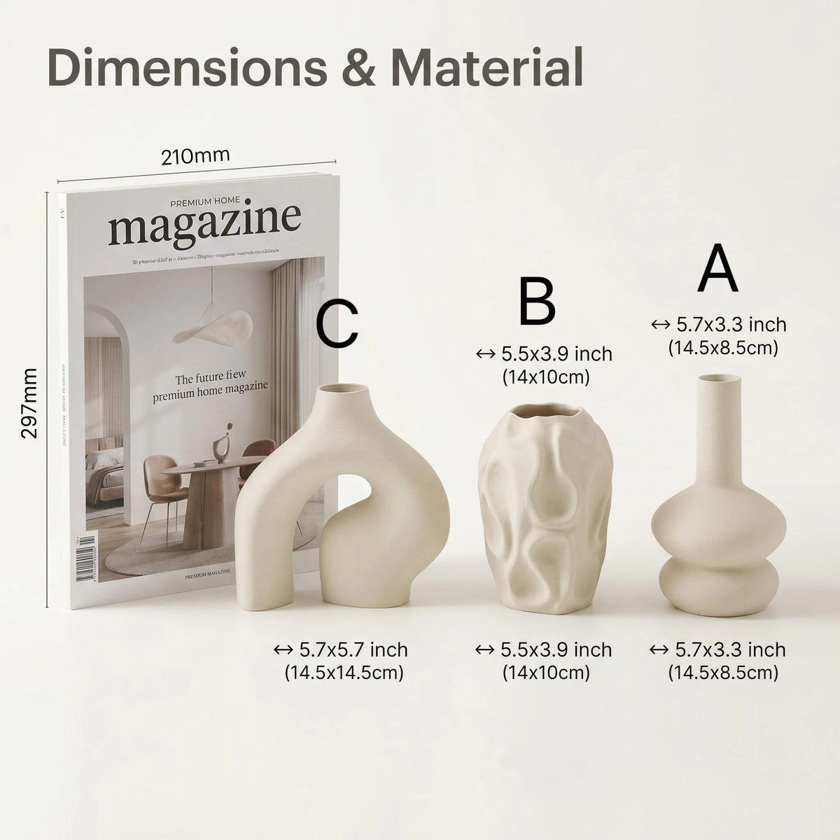 Matte Sculptural Vase Set of 3