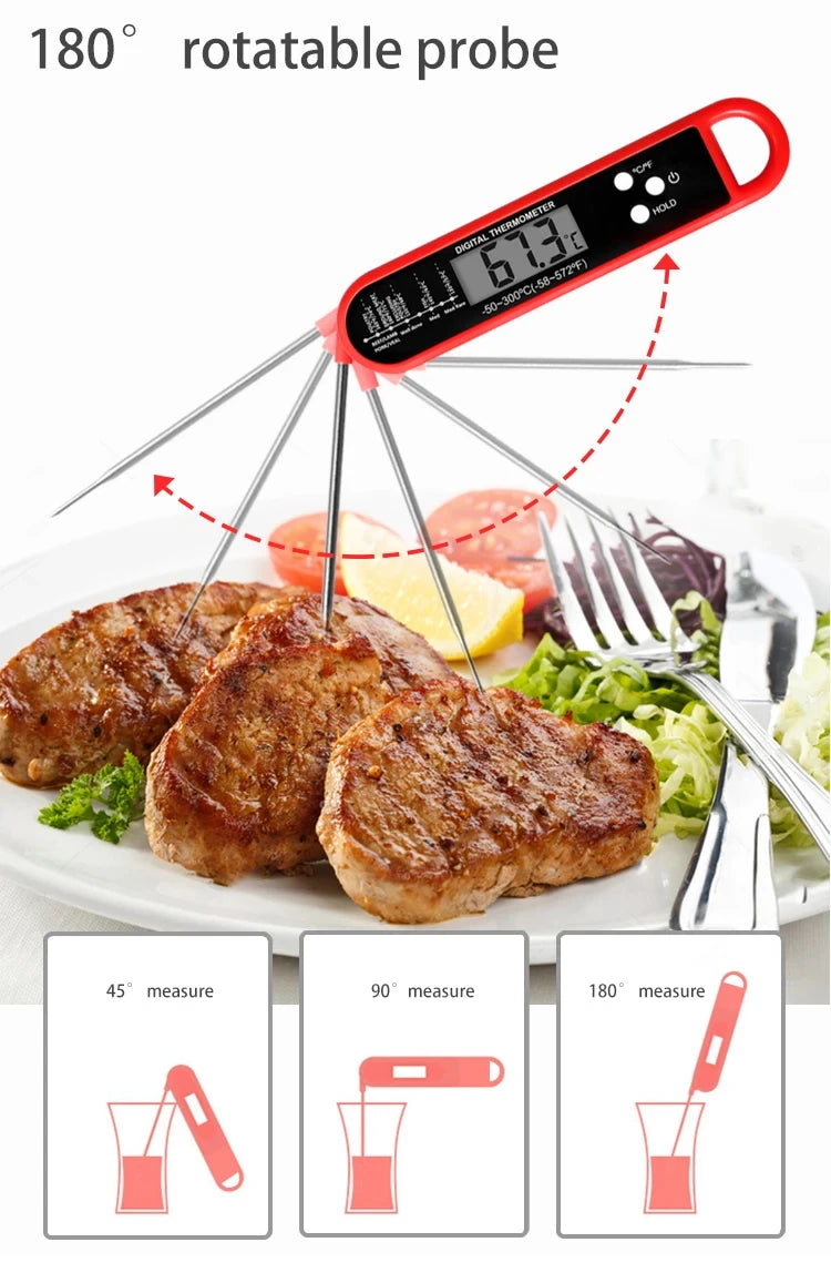 Instant-Read Digital Meat Thermometer – Foldable Probe, Backlit & Waterproof