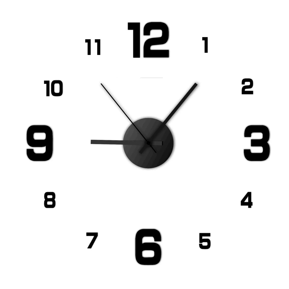 Frameless 3D DIY Wall Clock – Silent Modern Wall Decor, Black