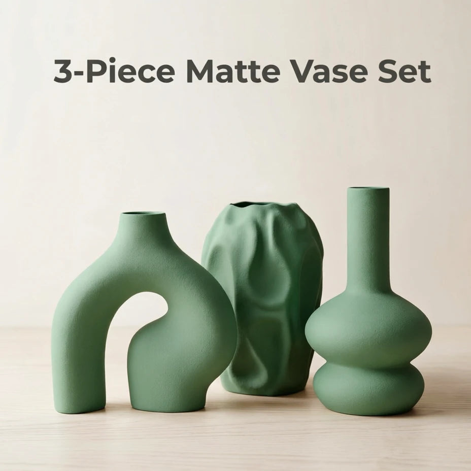 Matte Sculptural Vase Set of 3