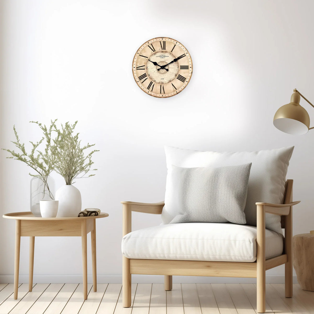 Vintage Farmhouse Roman Numeral Wall Clock