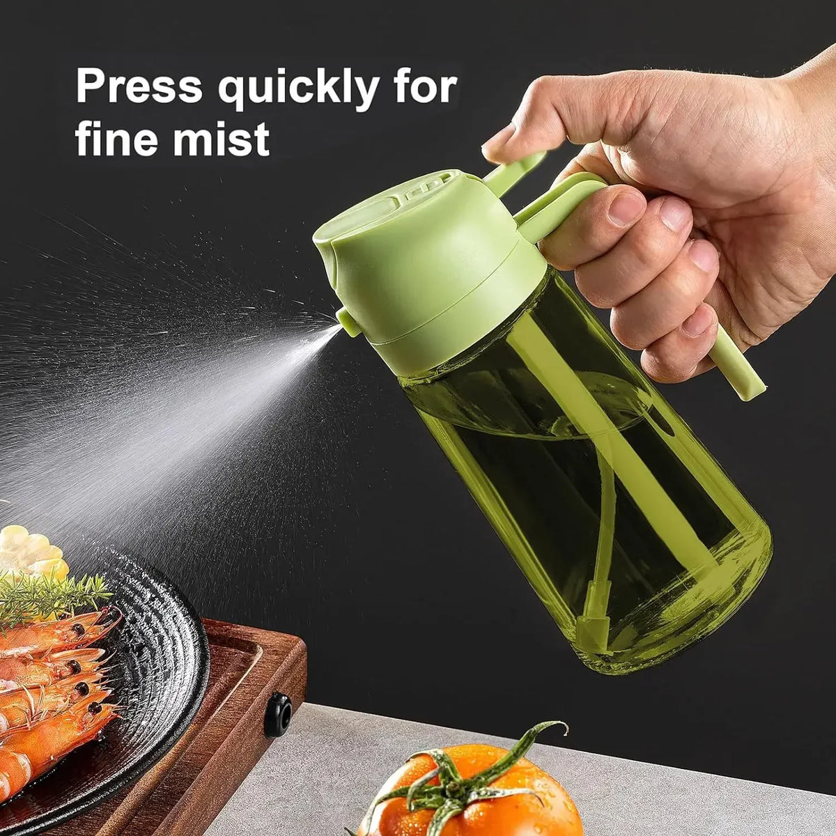 2-in-1 Glass Olive Oil Sprayer & Pourer Bottle (470 ml)