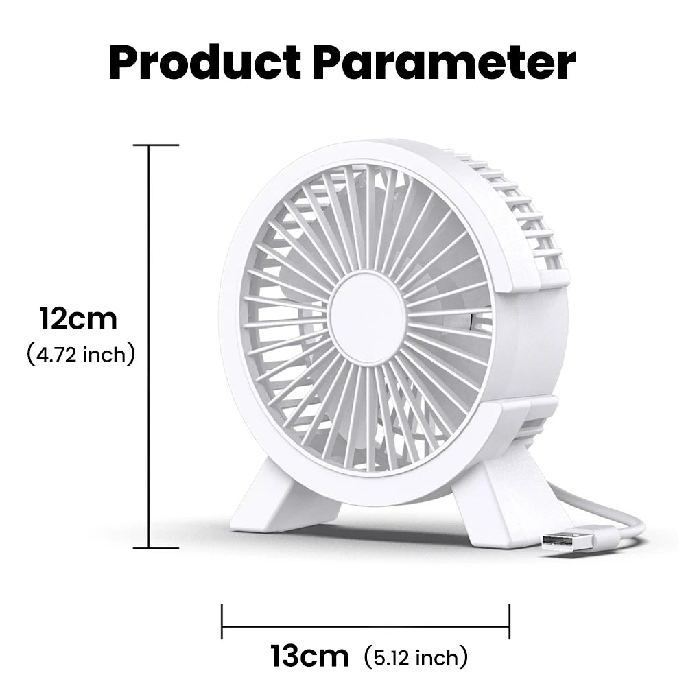Mini USB Desk Fan – Quiet Personal Table Fan for Home & Office