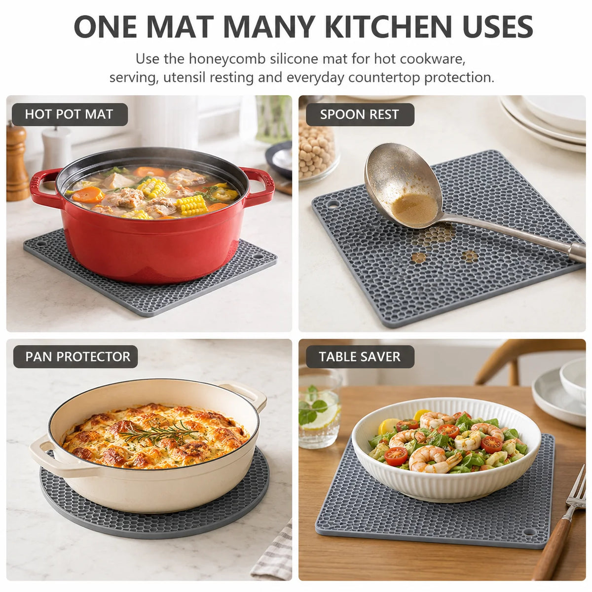 Silicone Honeycomb Trivet Mats, 2-Pack (7 in)
