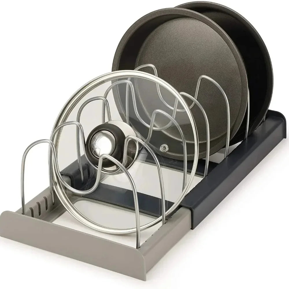 Telescopic Pot Lid & Pan Organizer Rack (7 Dividers)