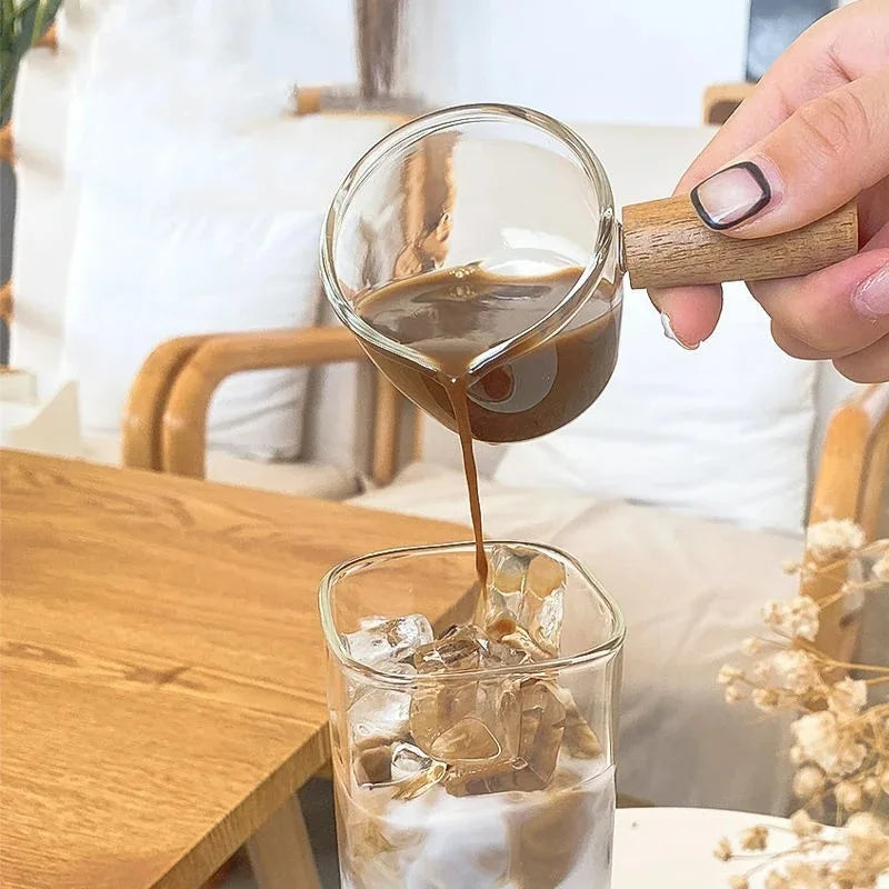 Square Glass Iced Coffee Cup with Lid & Straw