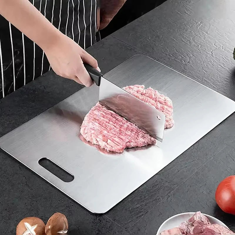 Double-Sided Stainless Steel Cutting Board – Easy-Clean Non-Porous Kitchen Chopping Board