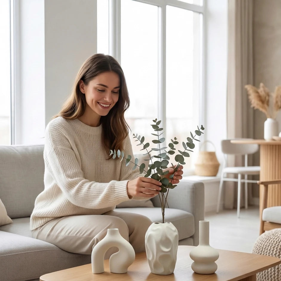 Matte Sculptural Vase Set of 3