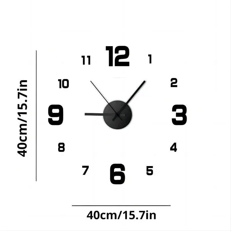 Frameless 3D DIY Wall Clock – Silent Modern Wall Decor, Black
