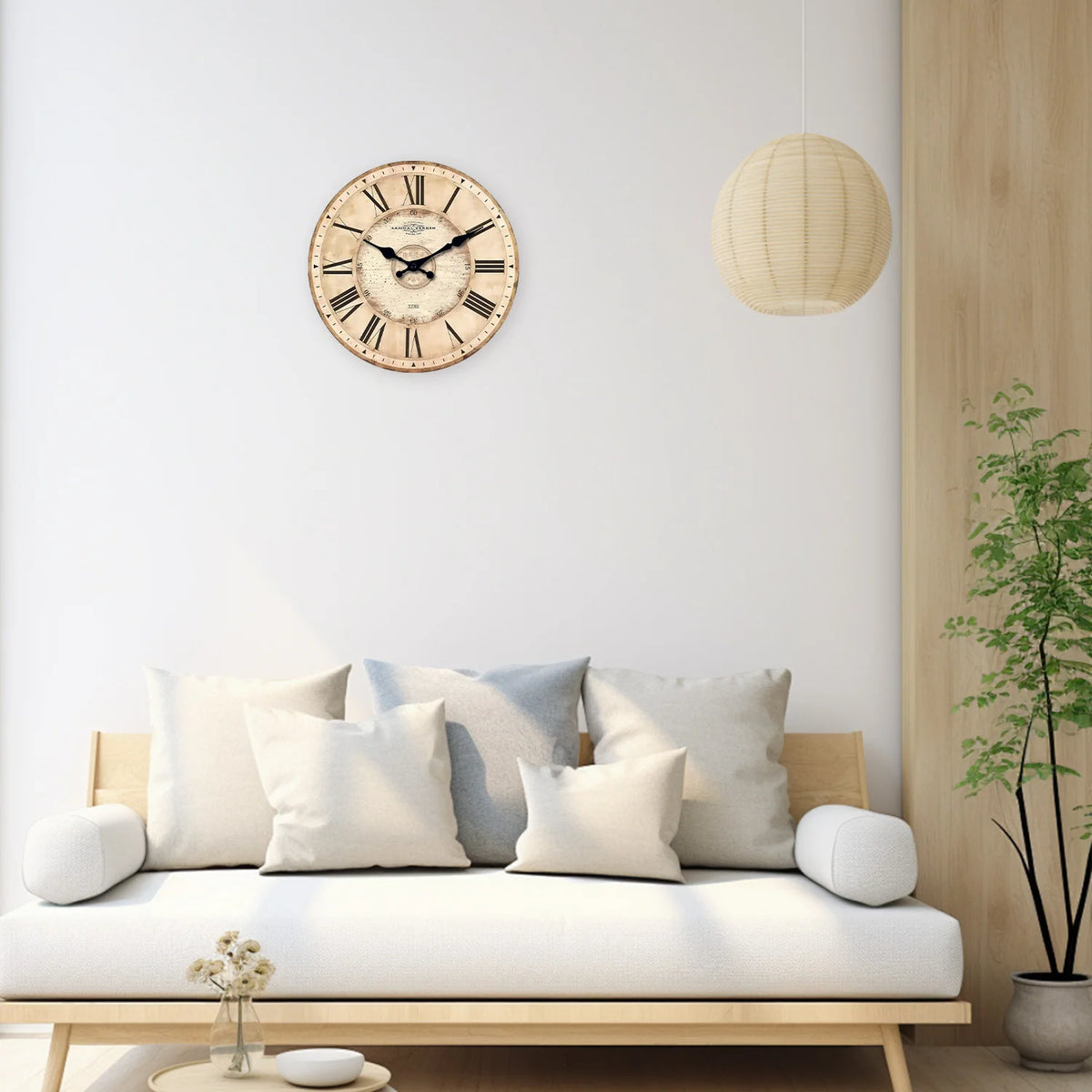Vintage Farmhouse Roman Numeral Wall Clock