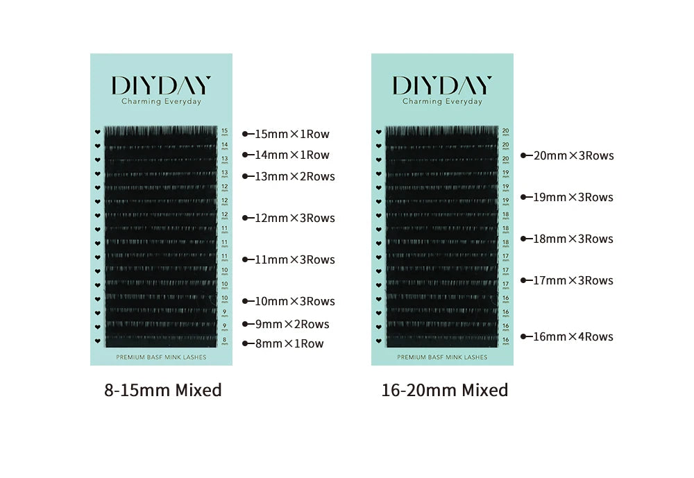 Soft Volume Individual Lash Extensions – 16-Row Mixed-Length Tray