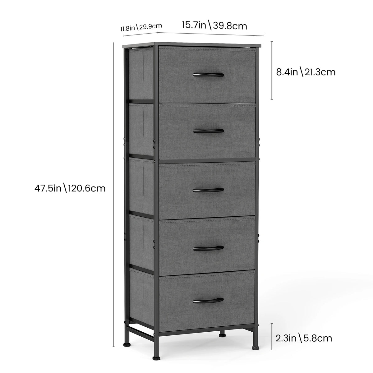 Modern 5-Drawer Fabric Dresser with Steel Frame
