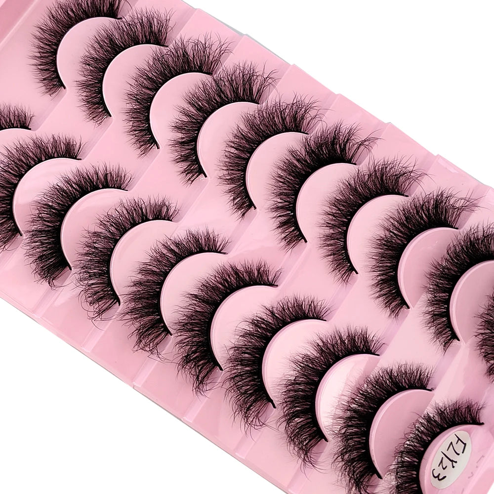 Wispy Faux Mink Strip Lashes, 10 Pairs (Natural 3D)